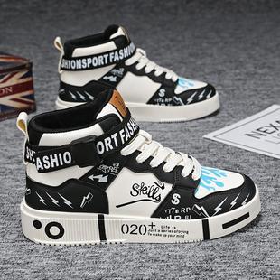 冬季男鞋2025新款高帮板鞋男中大童加绒保暖棉鞋时尚休闲运动鞋