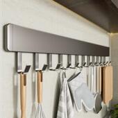 免打孔挂钩厨房锅铲排钩神器壁具置物架刀架一排勺子收纳挂杆粘钩