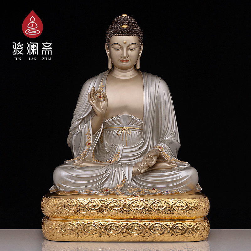 骏澜斋铜过去七佛像摆件掐丝银彩镶宝迦叶佛供奉家用神像工艺品