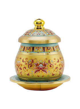 黄铜供水杯供佛水杯观音佛杯家用圣水杯佛前净水杯财神珐琅彩色