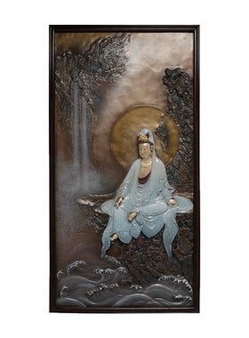 佛像自在观音轻奢风客厅背景墙