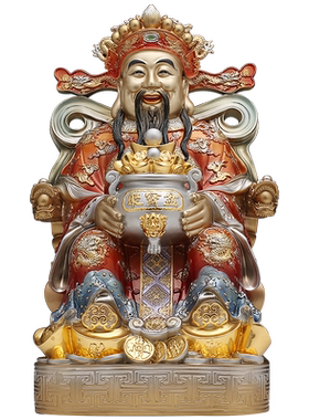文武供奉纯铜佛像办公室财神爷
