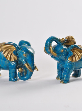 酒架桌面装饰一对招财铜象