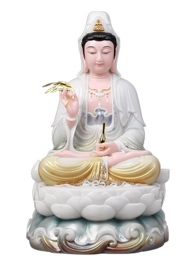 骏澜斋南海汉白玉石雕观音佛像