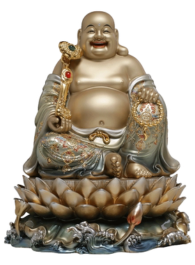 骏澜斋弥勒佛像铜彩绘大肚笑佛铜像家用供奉招财开业送礼摆件