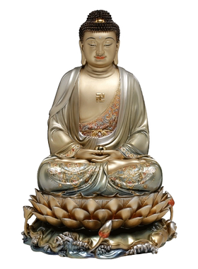 骏澜斋铜药师佛像摆件居家供奉释迦摩尼莲花坐像三宝佛如来铜像