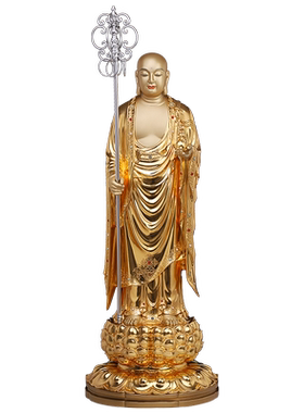 骏澜斋地藏王菩萨佛像金彩镶宝精雕铜像仙家神像家用寺庙供奉摆件