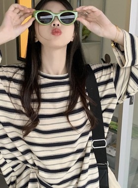 2025 Early Striped Long Sleeve Top Women's Ins Design Slimmi