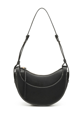 Litchi Pattern Crescent Bag Niche Design Underarm Bag Women'