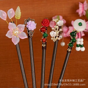 Antique Simple Tassel Hair Accessories Vintage Wooden Hairpi