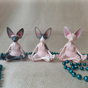 Hairless Cat Meditation Resin Ornaments Buddhic Meditation H