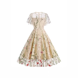 Short Sleeve Heavy 2025 Mesh Neck Industry Embroidery Round