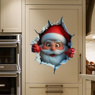 Broken Creative Wall Cartoon Claus Christmas Santa Wallpaper