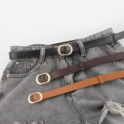 Vintage Thin Black Belt Women's All-match Decorative Jeans B