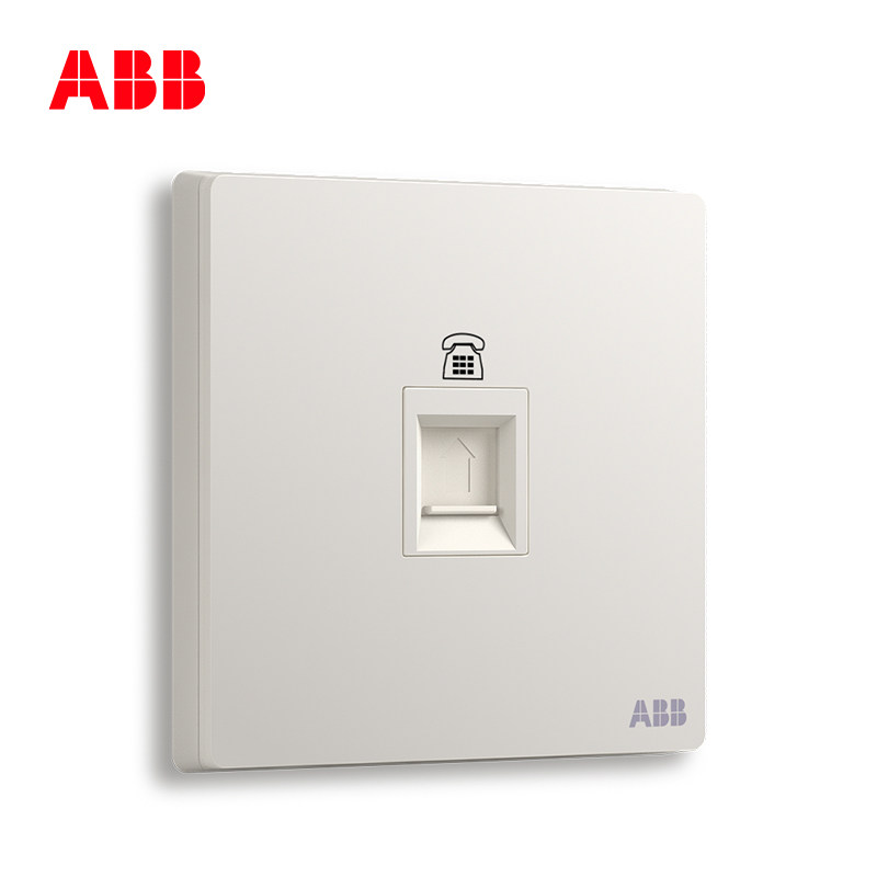 abb全新轩轾雅典白纯平无框86型家装开关一位单电话插座af321