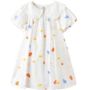 【XIAOLI筱李IP】巴拉巴拉童装女童连衣裙夏装纯棉泡泡肌理印花裙