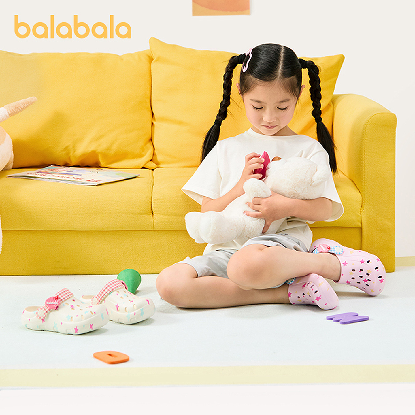 巴拉巴拉童鞋儿童拖鞋女童2026年新款夏季清凉户外甜美印花洞洞鞋