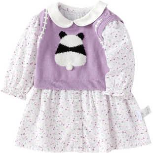 巴拉巴拉宝宝秋装女童长袖套装连衣裙两件套洋气百搭气质可爱甜美