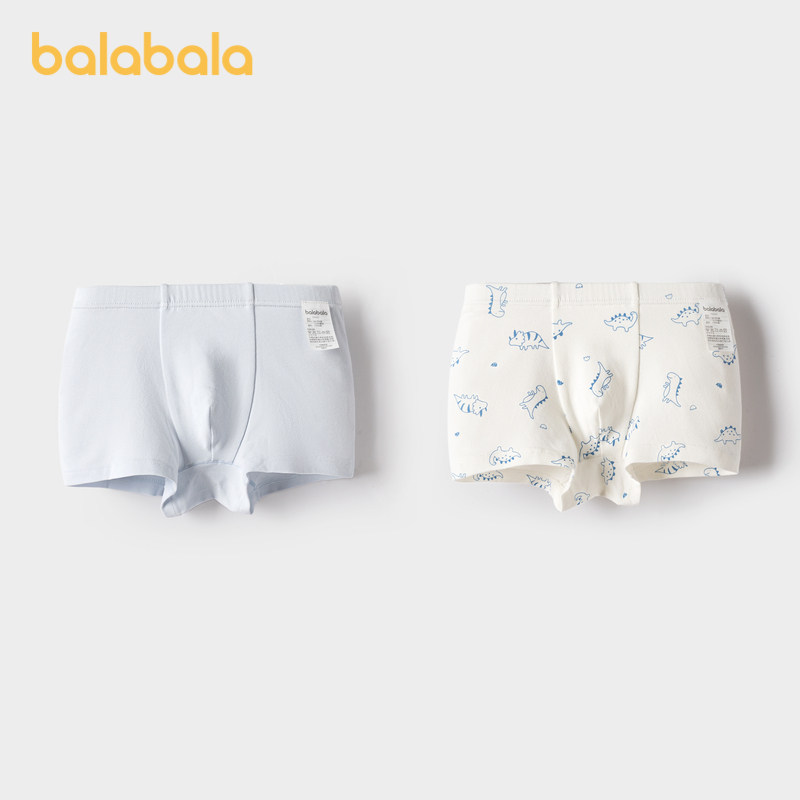 巴拉巴拉儿童内裤男童平角短裤棉四角宝宝恐龙两条装