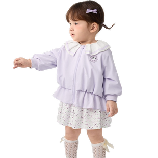 巴拉巴拉宝宝外套女童上衣便服荷叶领拼接清新自然活泼可爱甜美萌