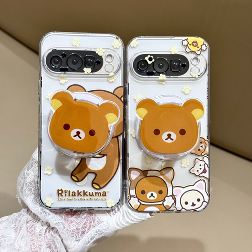 For 谷歌Pixel11 pro 卡通轻松熊全包磁吸TPU保护套 Googel 10pro  Pixel 9A pro xl手机壳