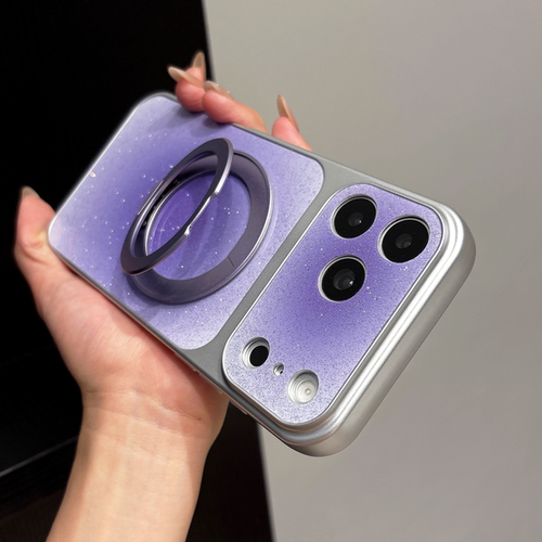 晕染渐变闪粉360旋转磁吸支架适用于苹果17promax手机壳iPhone16promax全包防摔14简约15PM保护套