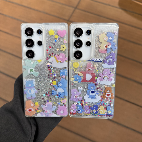 适用于Samsung S26Ultra 韩风彩虹熊流沙TPU+PC保护套 Galaxy S25Plus S24 S23U手机壳