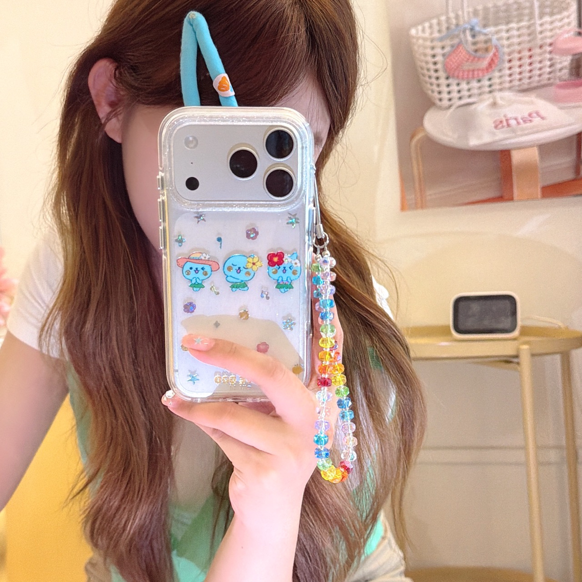 ins夏威夷三个酷儿适用于苹果17ProMax手机壳iPhone16Pro小众少女心15简约14小清新卡通13可爱手链保护套