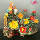 牡丹花摆件 花开富贵 陶瓷工艺品 石湾公仔