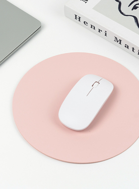 简约圆形鼠标垫粉色办公桌垫电脑配件学生圆形鼠标垫灰色黑色