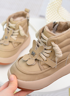 儿童雪地靴女童加厚保暖童靴2025新款女孩厚底加绒大棉靴防滑靴子