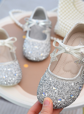 儿童皮鞋女童公主鞋水晶鞋2026春秋季新款时尚水钻单鞋小女孩单鞋