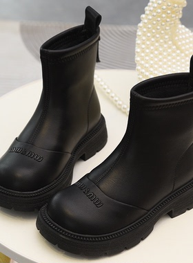 女童靴子2025春秋季新款时尚儿童短靴中大童宝宝马丁靴英伦风软底