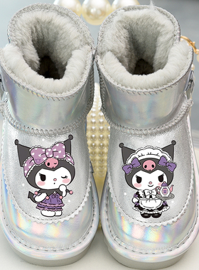 加厚加绒女童雪地靴防水防滑儿童雪地棉2025冬季新款银色女孩厚鞋