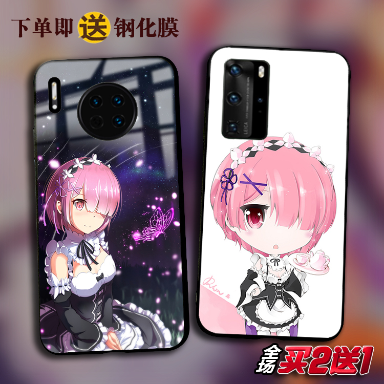 RE0拉姆适用于华为mate40 p30pro P20玻璃Nova8 7 6se手机壳5ipro