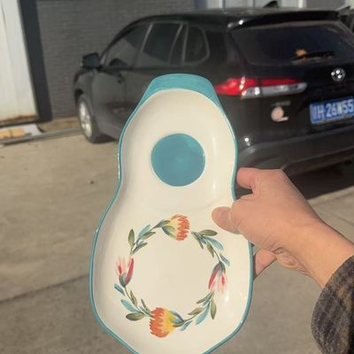 手作陶瓷大鱼盘釉下彩菜盘餐盘水果盘零食盘酒店餐具摆盘早餐盘