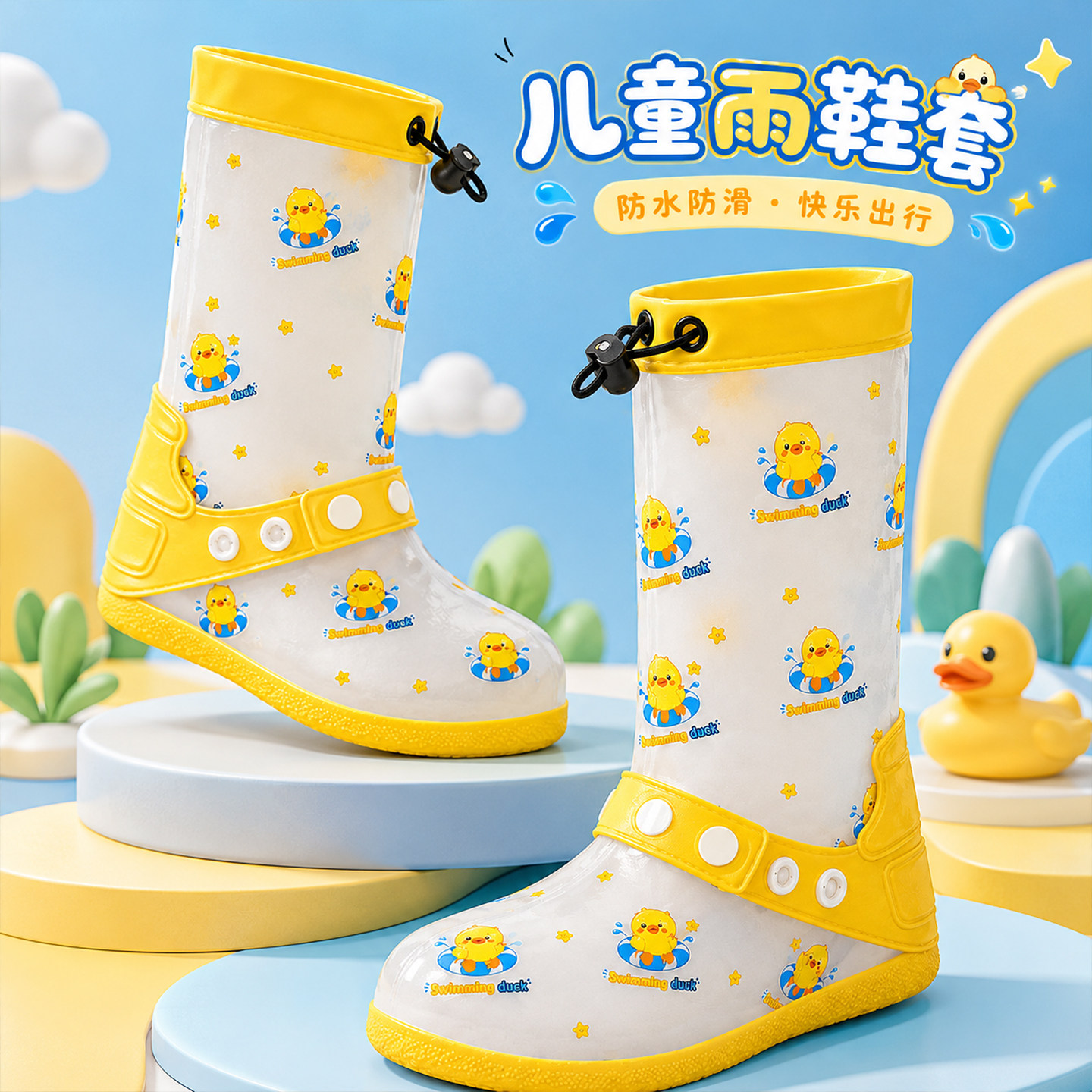 儿童雨鞋套防水防滑男女童宝宝高筒加厚耐磨雨靴学生上学防水脚套