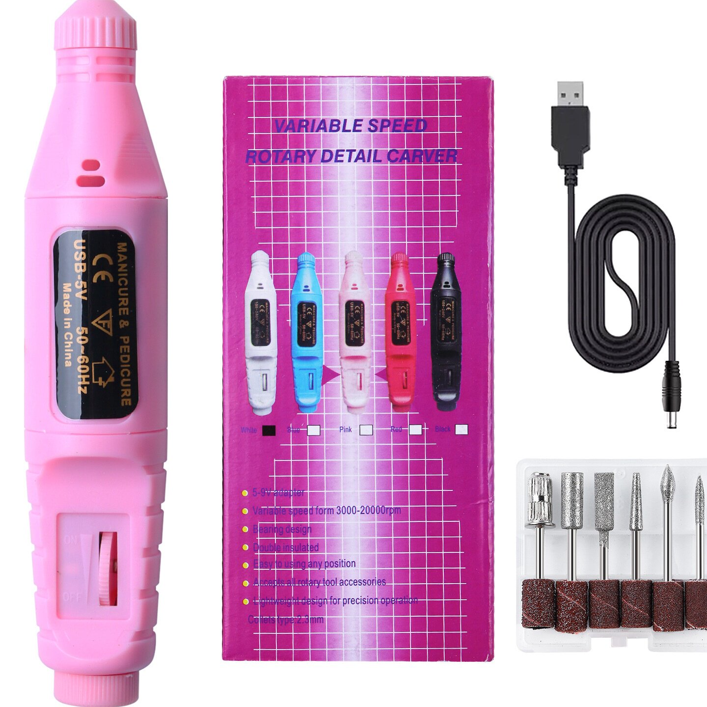 升级版新款美甲笔式打磨机usb线便携式修甲磨甲器美甲工具