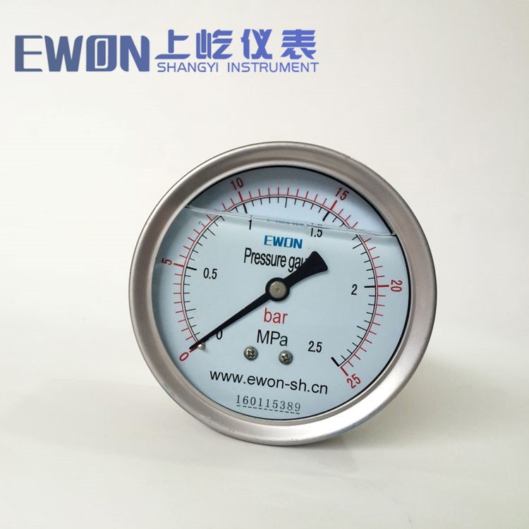 y103bf  ytf-100hzt  不锈钢轴向真空压力表 -0.1-2.4MPA 负压表