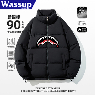 WASSUP轻薄90白鸭绒黑色羽绒服男女款冬季学生街头个性潮流外套潮
