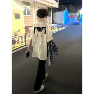 WASSUP美式复古短袖t恤男款夏季纯棉宽松高街vibe风学生潮牌上衣