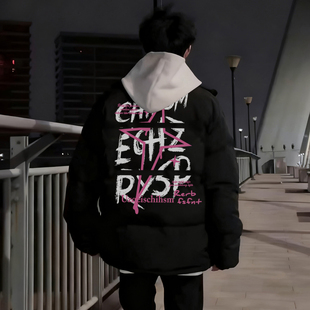 WASSUP轻薄90白鸭绒黑色羽绒服男款冬季美式街头潮牌保暖学生外套