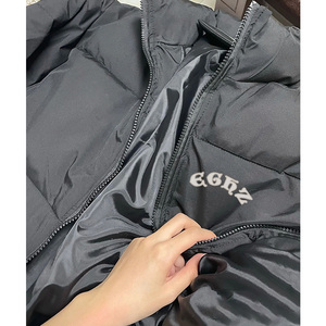 hiphop美式黑色字母立领棉服外套女冬季新款棉衣街头潮牌面包服潮