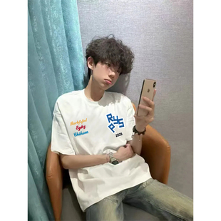 WASSUP国潮街头纯棉短袖t恤男款美式宽松高街vibe风痞帅学生上衣