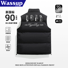 WASSUP美式街头90白鸭绒轻薄羽绒服马甲男款冬季无袖设计感外套潮