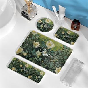 梵高油画美式 硅藻土吸水垫防潮杯垫速干 洗漱垫长条洗手台皂垫