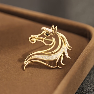 马首头领针欧美复古男士胸针西服外套个性小别针镶石男女胸花徽章