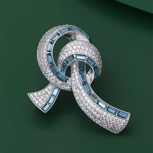 复古宫廷风胸针衣饰女礼服搭配高级感优雅气质水晶飘带蝴蝶结胸针