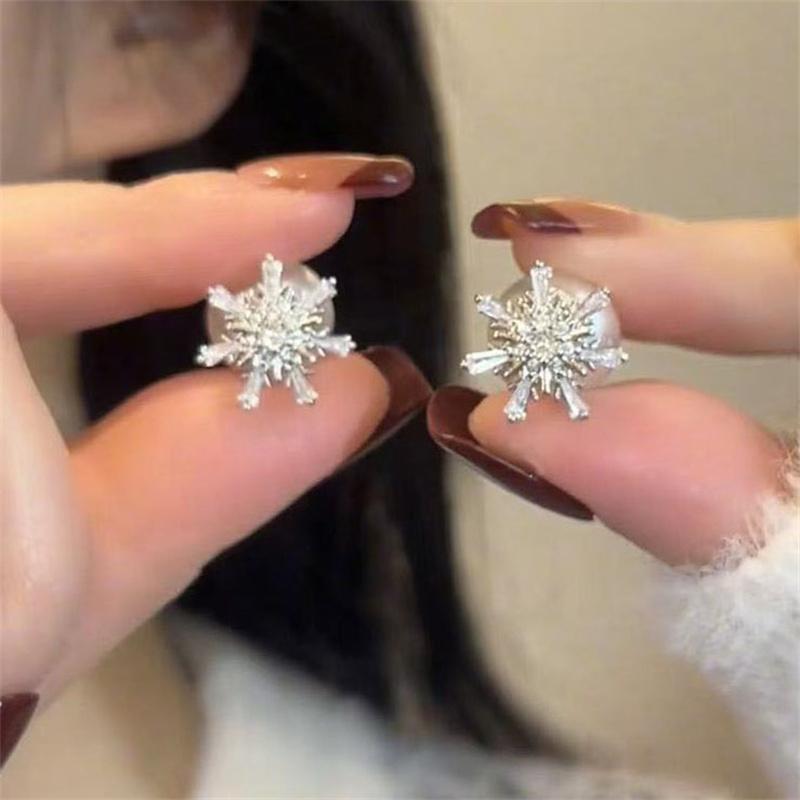两戴秋冬雪花耳钉银针2026耳环潮