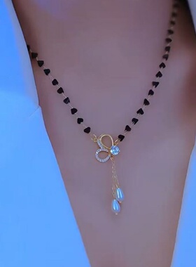 蝴蝶结流苏珍珠项链2026年新款